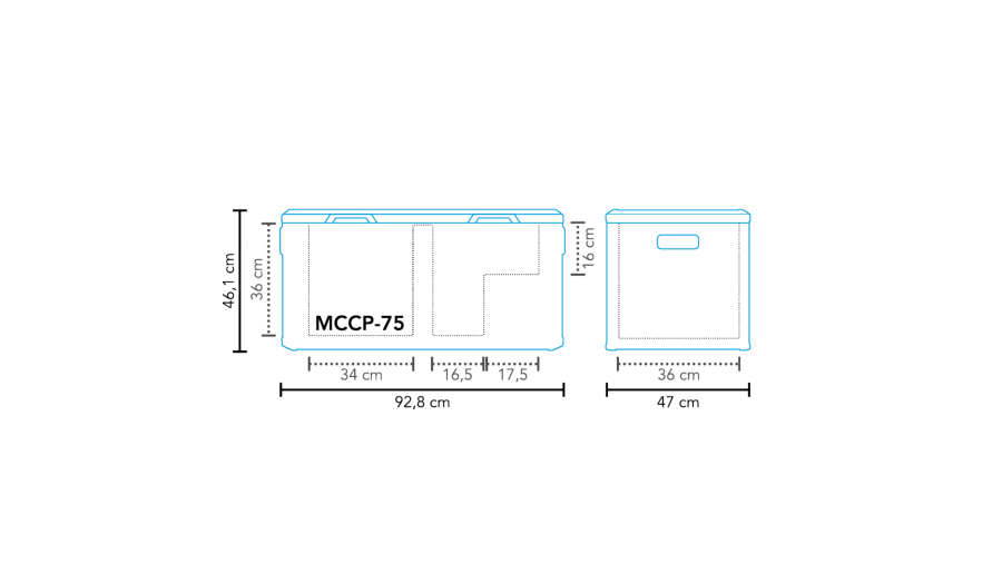 Nevera portátil con compresor MCCP-75 AC/DC Dual Zone
